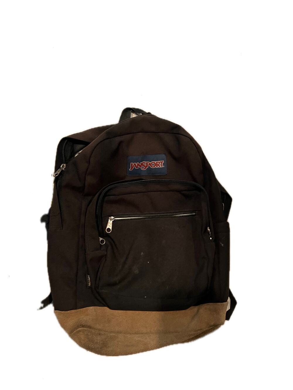 JanSport Right Pack 3 Section Black Brown Suede Backpack